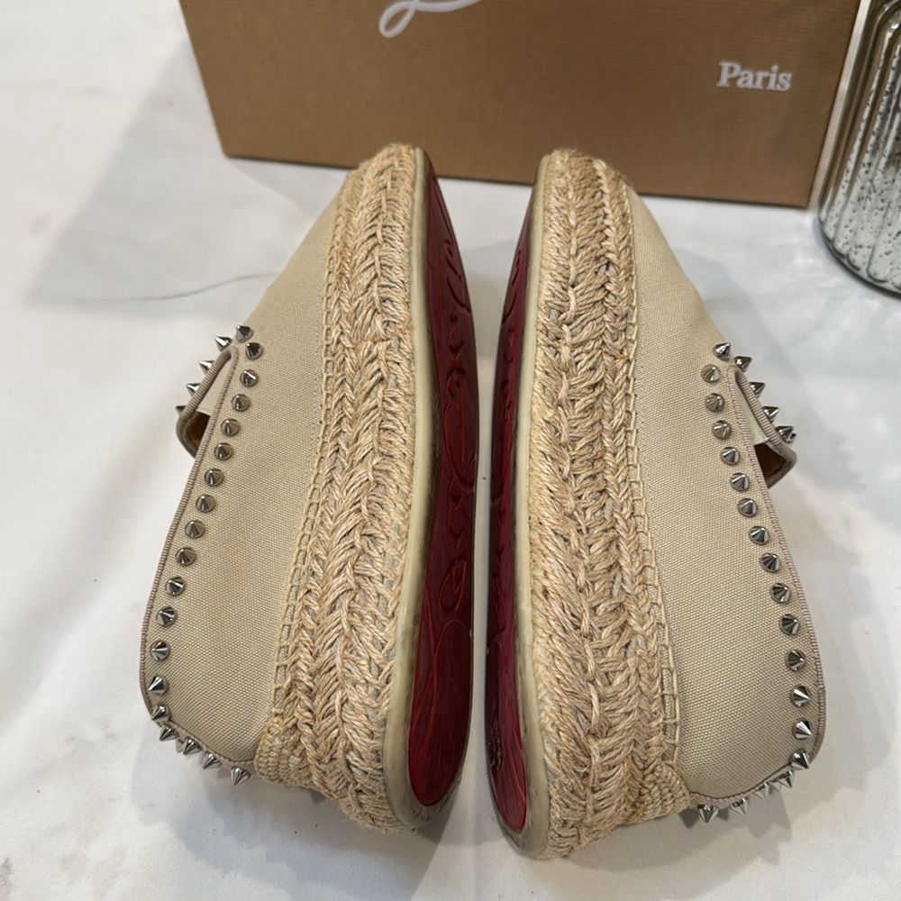 FINAL PRICE 💖Christian Louboutin Beige Espadrilles with Silver Studs - Picture 6 of 14